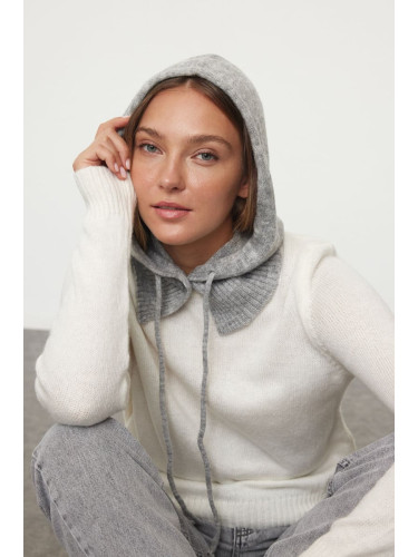 Trendyol Ecru Soft Textured Hooded Knitwear Sweater