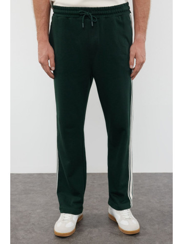 Trendyol Emerald Green Straight Cut Stripe Detailed Sweatpants