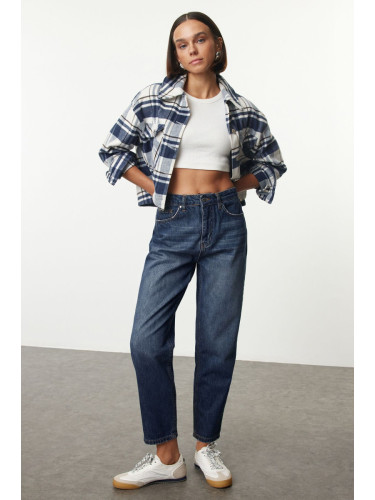 Trendyol Dark Blue Normal Waist Mom Jeans