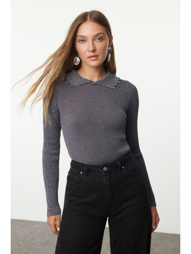 Trendyol Anthracite Ribbed Polo Neck Knitwear Sweater