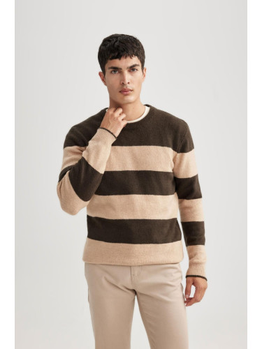 DEFACTO Standard Fit Striped Turtleneck Sweater