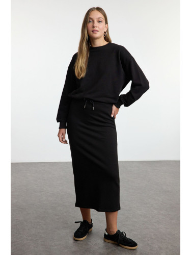 Trendyol Black Oversize/Wide Fit Long Thick Knitted Bottom-Top Set