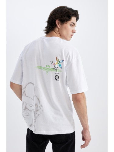 DEFACTO Oversize Fit Crew Neck Back Printed Short Sleeve T-Shirt