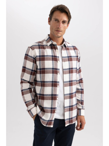 DEFACTO Modern Fit Polo Neck Lumberjack Long Sleeve Shirt