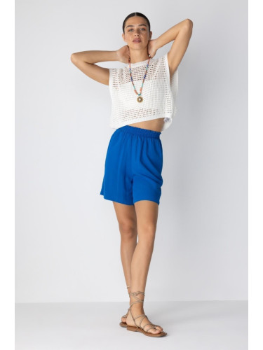 DEFACTO Paperbag Waist Wide Leg Linen Blend Shorts