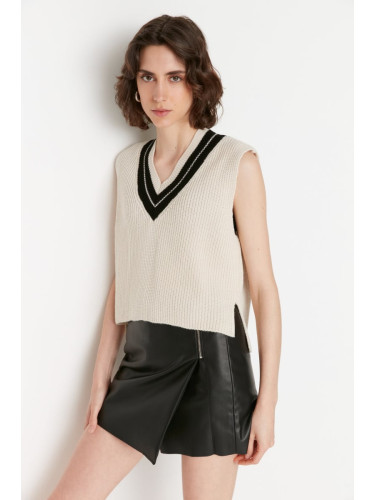 Trendyol Stone Crop V Neck Knitwear Sweater