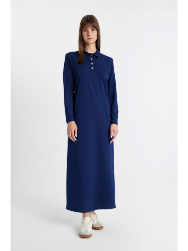 DEFACTO Regular Fit Long Sleeve Pique Maxi Dress