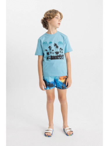 DEFACTO Boy's Palm Tree Patterned Swim Shorts