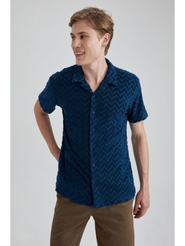 DEFACTO Regular Fit Printed Terry Cloth Short Sleeve Shirt