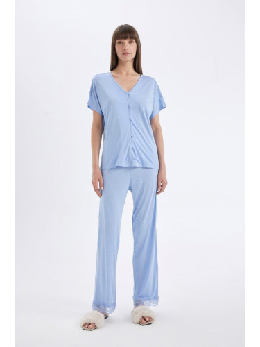 DEFACTO Fall in Love Regular Fit Short Sleeve Pajama Set