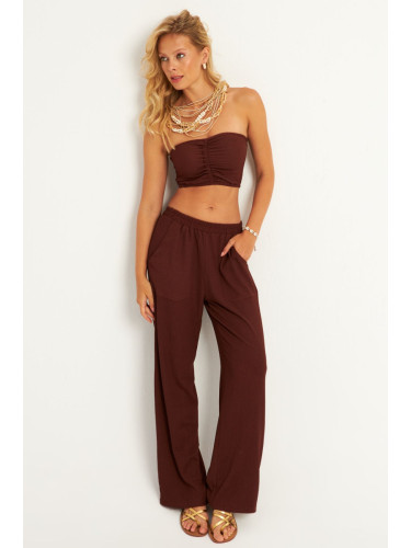 Cool & Sexy Women's Brown Top and Bottom Wrap Suit