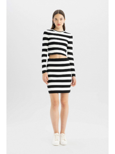 DEFACTO Cool Slim Fit Striped Knit Skirt