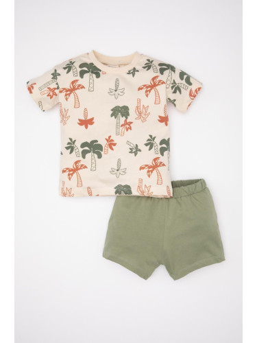 DEFACTO Baby Boy Palm Tree Patterned Short Sleeve T-Shirt and Shorts Set of 2