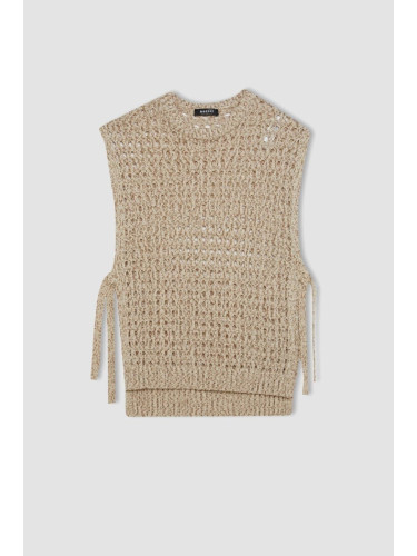 DEFACTO Crew Neck Side Tie Openwork Knit Vest