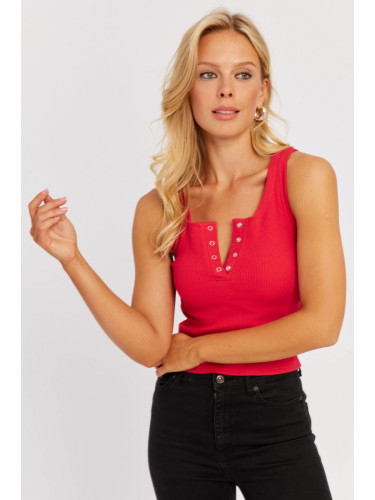 Cool & Sexy Women's Red Placket Camisole Blouse MK02