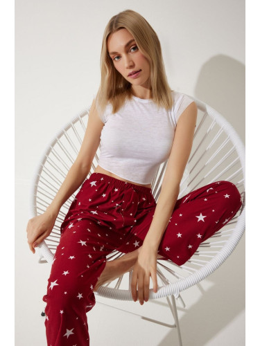 Happiness İstanbul Women's Vibrant Red Patterned Soft Textured Knitted Pajamas