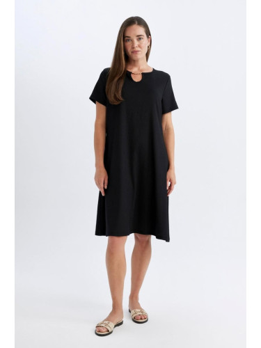 DEFACTO Regular Fit Crew Neck Wrapped Short Sleeve Dress