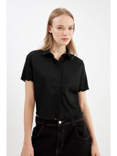 DEFACTO Cool Fitted Wrinkled Short Sleeve Shirt