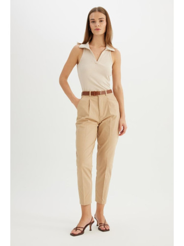 DEFACTO Carrot Fit High Waist Short Leg Gabardine Trousers