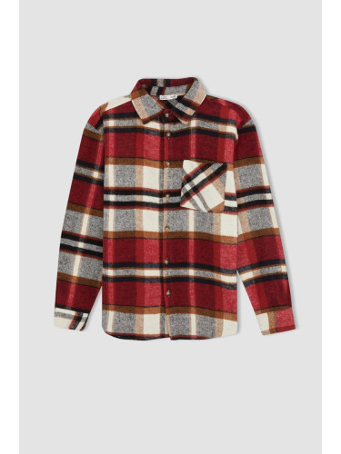 DEFACTO Boy's Checkered Long Sleeve Flannel Lumberjack Shirt