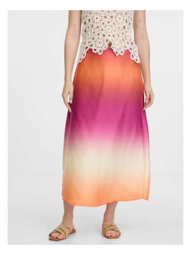 Orsay Women's Pink and Orange Satin Maxi Skirt