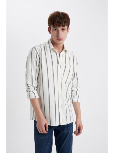 DEFACTO Regular Fit Striped Cotton Long Sleeve Shirt