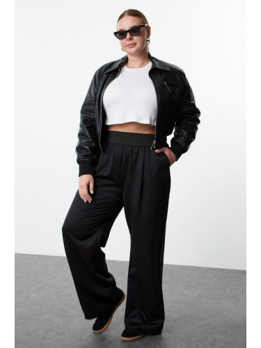 Trendyol Curve Black High Waist Wide Leg Woven Trousers