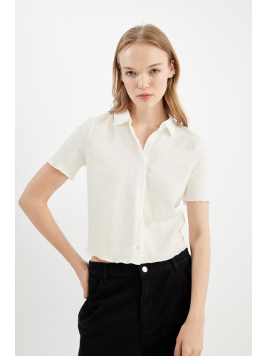 DEFACTO Cool Fitted Wrinkled Short Sleeve Shirt