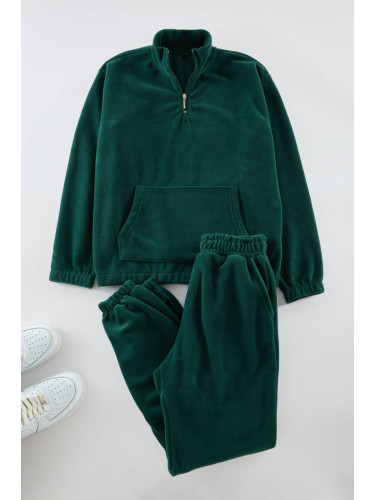 Trendyol Green Oversize/Wide Cut Basic Tracksuit Set