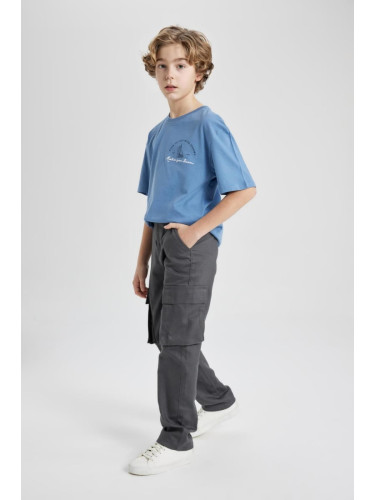 DEFACTO Boys' Cargo Fit Standard Cuff Twill Trousers