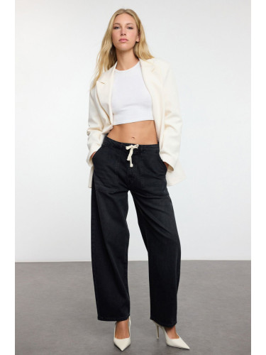 Trendyol Black High Waist Barrel Baggy Jeans