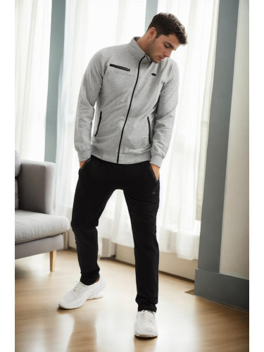 51357 Dewberry Plus Size Mens Tracksuit Set-GREY