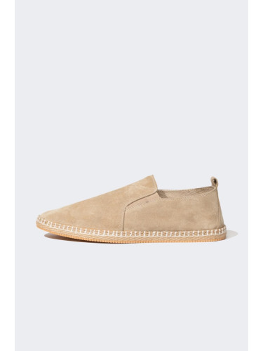 DEFACTO Men's Flat Sole Leather Suede Espadrille