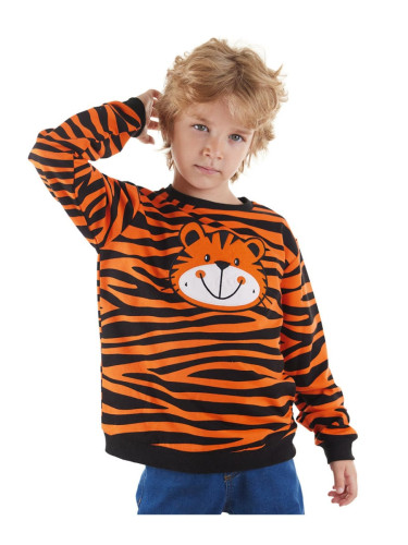 Denokids Tiger Applique Boy Sweatshirt