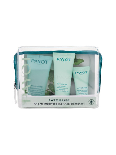 PAYOT Pâte Grise Anti Blemish Kit Подаръчен комплект почистващ гел 50 ml + гел за лице 30 ml + маска за лице 15 ml + чантичка