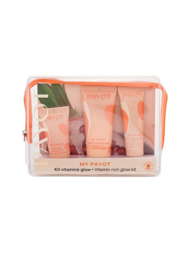 PAYOT My Payot Vitamin Rich Glow Kit Подаръчен комплект дневен крем за лице 30 ml + крем за лице SPF 15 20 ml + нощна маска за лице 15 ml + чантичка