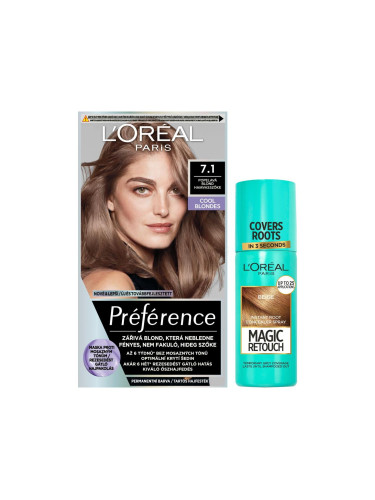 Пакет с отстъпка Боя за коса L'Oréal Paris Magic Retouch Instant Root Concealer Spray + Боя за коса L'Oréal Paris Préférence