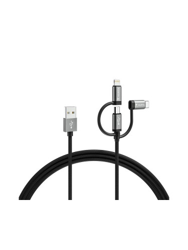 Varta 57937101111 - USB кабел 3в1 с конектор Lightning и Micro USB 2 м