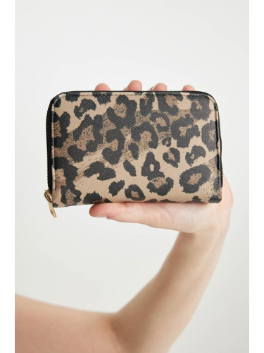 DEFACTO Women's Leopard Patterned Faux Leather Wallet C0885axns