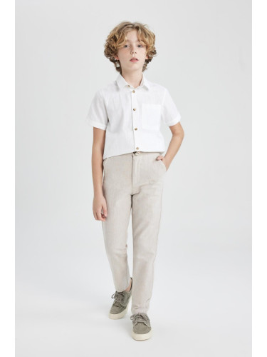 DEFACTO Boy's Standard Leg Linen Blended Trousers