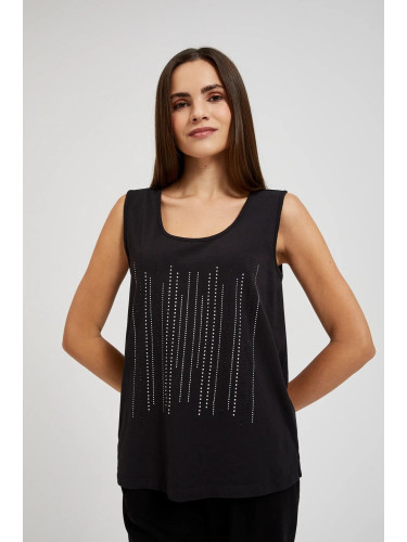 Women's top with stones MOODO - black