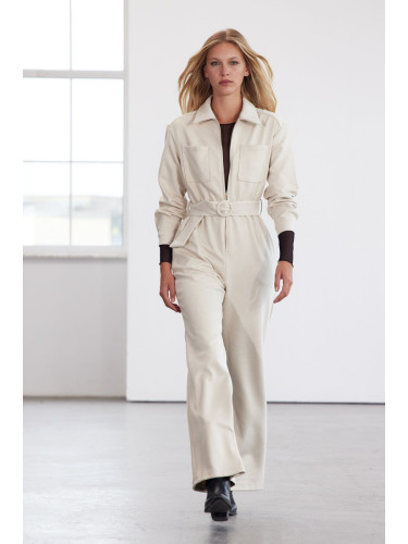 Trendyol Limited Edition Stone Belted Pocket Detailed Suede Jumpsuit