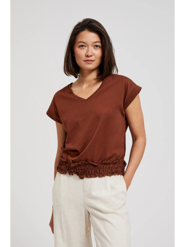 Women's blouse with elastic waistband MOODO - brown