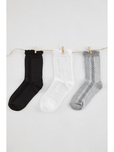 Trendyol Multicolored 3-Piece Openwork Jacquard Knitted Socks