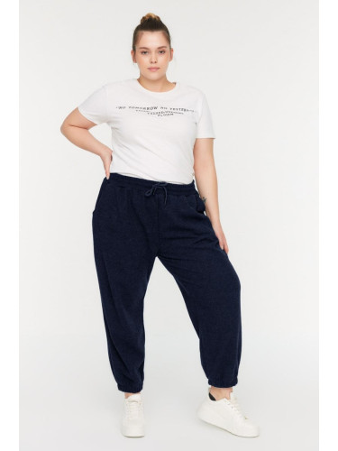 Trendyol Curve Navy Blue High Waist Jogger Knitted Sweatpants