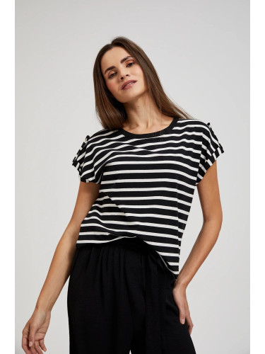 Women's striped T-shirt MOODO - black