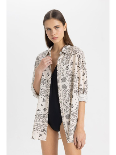 DEFACTO Fall in Love Paisley Viscose Beach Shirt