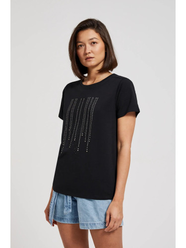 Women's T-shirt with stones MOODO - black