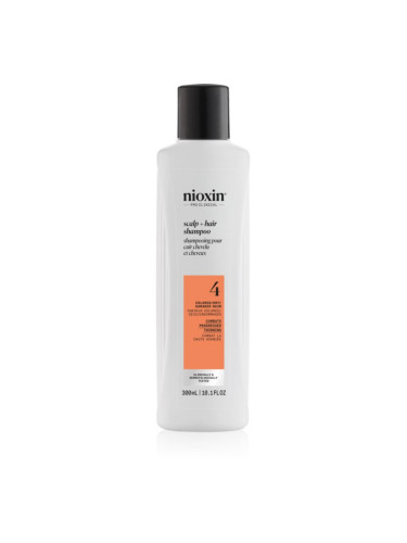 Nioxin System 4 Scalp + Hair Shampoo нежен шампоан за боядисана и увредена коса 300 мл.