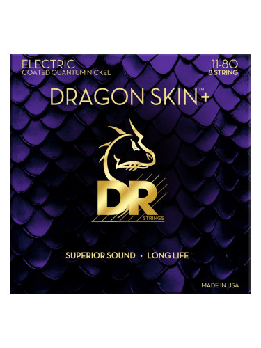 DR Strings Dragon Skin+ Coated 8 string Heavy 11-80 Струни за електрическа китара